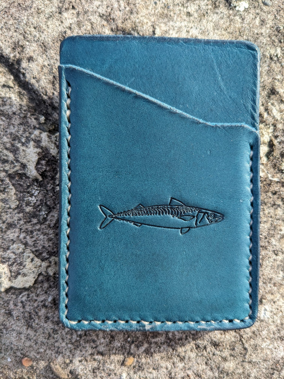 Mackerel design Leather Card Wallet by J Boult Designs