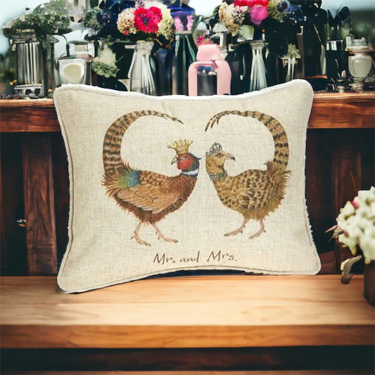 Mr and Mrs Pheasant Linen Mix Cushion