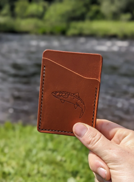 Salmon design leather card wallet