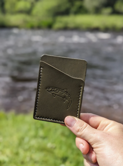 Salmon design leather card wallet