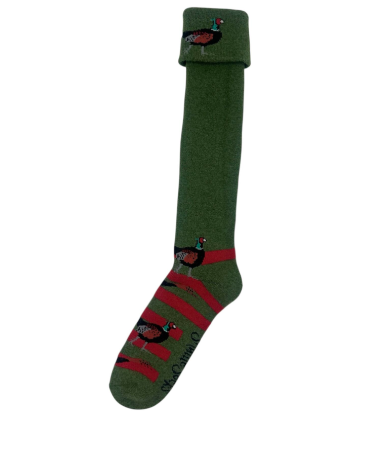 Merino Wool Green & Red Pheasant Shooting
