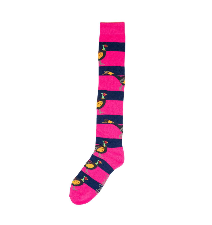Hot Pink & Navy Pheasant Welly Socks