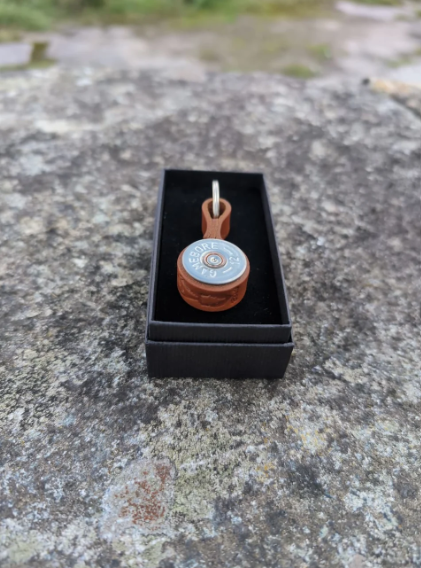 Shotgun Cartridge Key Ring with Leather Strap