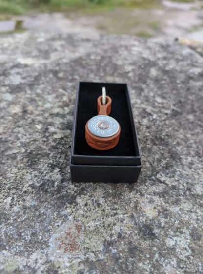 Shotgun Cartridge Key Ring with Leather Strap