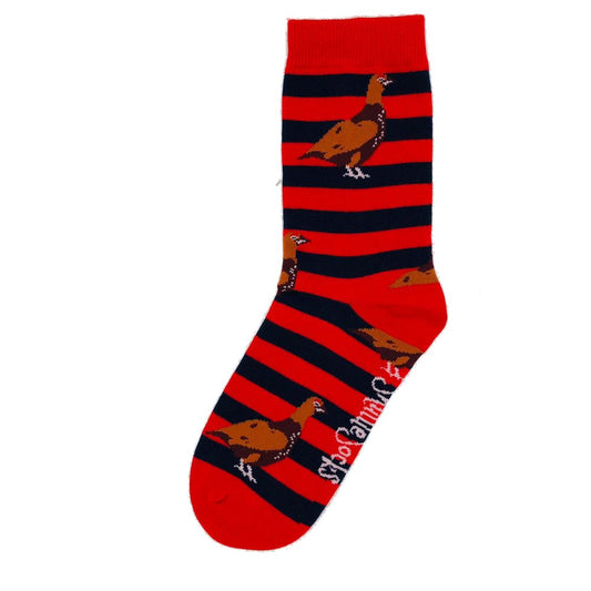 Red & Navy Junior Grouse Socks by ShuttleSocks