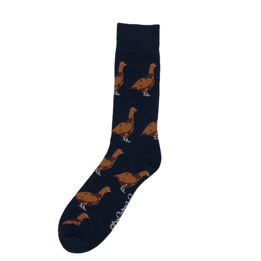 Navy Grouse Standing Socks by ShuttleSocks
