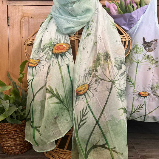 Wren and Daisies Scarf