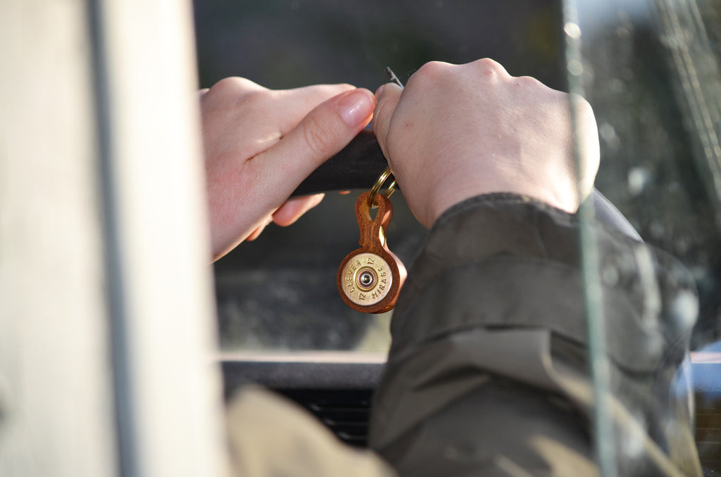 J Boult Designs Shotgun Cartridge Key Ring with Leather Strap