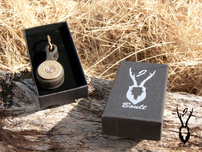 J Boult Designs Shotgun Cartridge Key Ring with Leather Strap