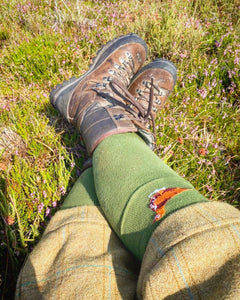 Green & Orange Grouse Shooting / Walking Socks by Shuttle Socks